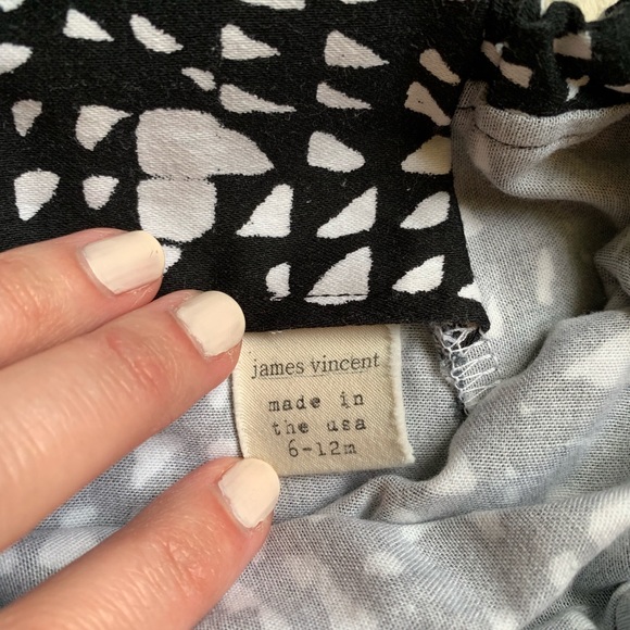 James Vincent Designs black/wht romper 6-12 mo - Picture 3 of 3